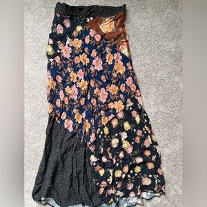 Kachel Floral Patchwork Midi Skirt - Multicolor